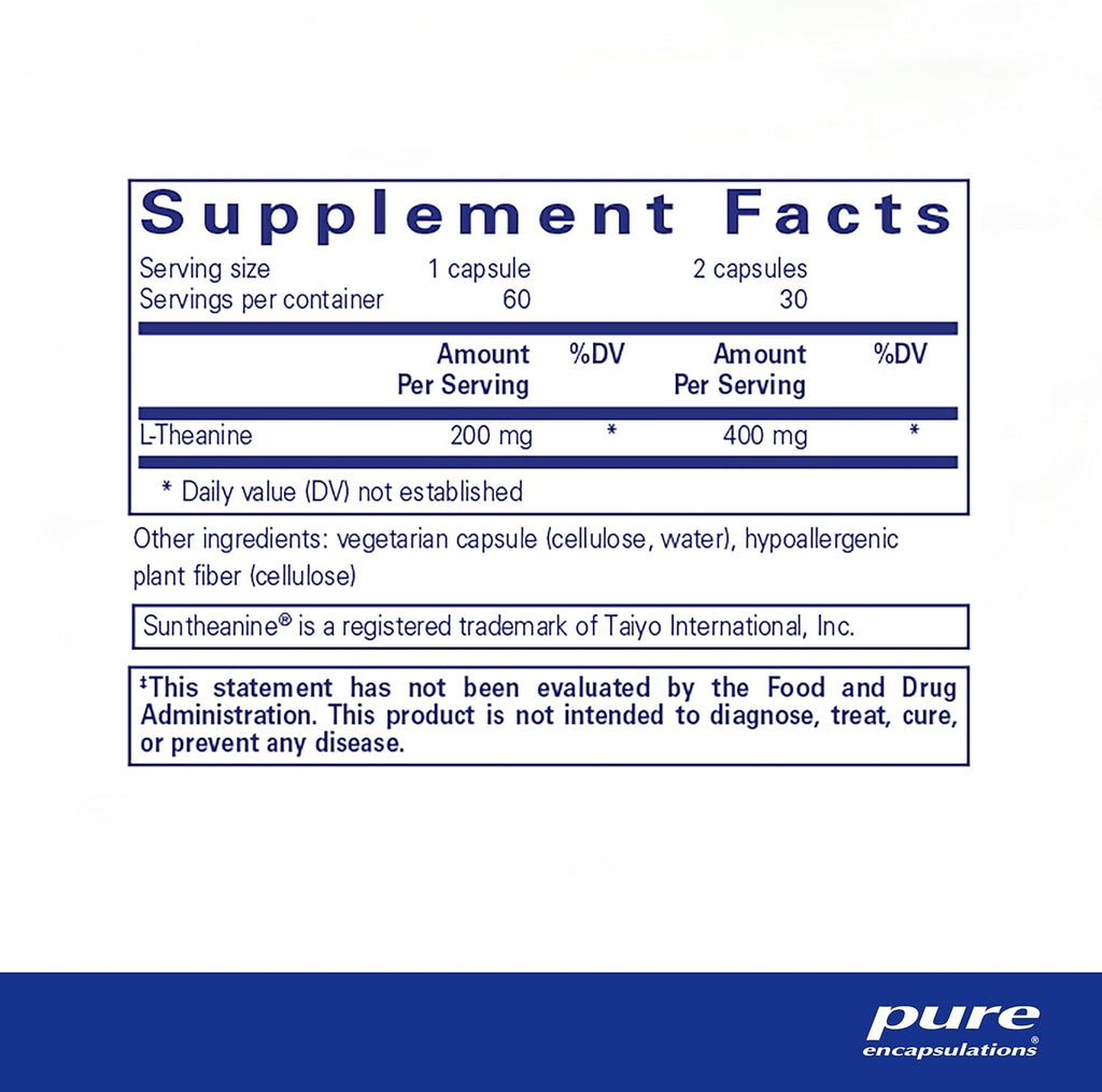 Pure Encapsulations L-Theanine - Amino Acid Supplement to Support Relaxation, Stress & Nervous System - 60 Capsules