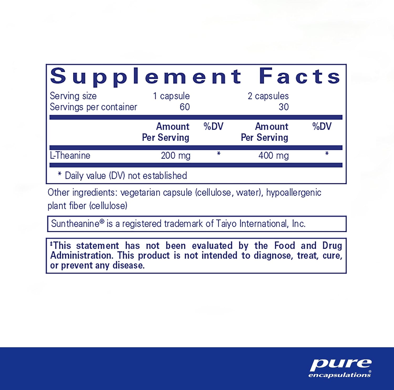 Pure Encapsulations L-Theanine - Amino Acid Supplement to Support Relaxation, Stress & Nervous System - 60 Capsules
