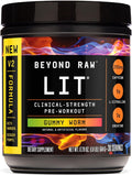BEYOND RAW LIT V2 Clinical Strength Pre Workout Powder, Hits Harder, Bigger Pumps, Caffeine, L-Citrulline, Creatine, Gummy Worm, 30 Servings