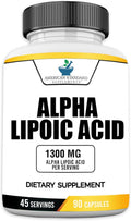 American Standard Supplements Alpha Lipoic Acid 1300mg Per Serving - Vegan, Gluten Free, Non-GMO, 90 Capsules, 45 Servings