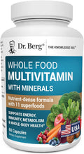 Dr. Berg Whole Food Multivitamin with Minerals - Daily Multivitamin for Men and Women - Includes Premium Whole Food Fruits and Vegetable Blend with Folate, Alpha-lipoic Acid and More - 60 Capsules