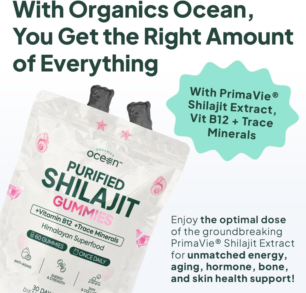 Shilajit for Men and Women - Shilajit Supplement with Vitamin B12, Chromium and Selenium for Age-Defying, Energy, Hormone Support - Pumpkin Cocoa Flavor - 60 Gummies