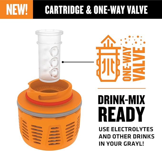 GRAYL GeoPress One-Way Drink Mix Valve - for Electolytes, Mixes, and Flavored Drinks