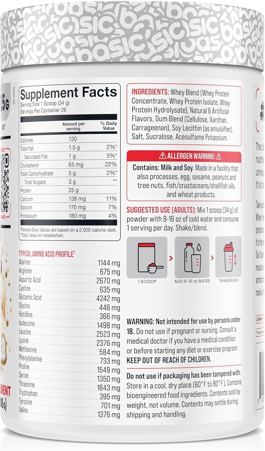 Whey Protein Powder, 25g Protein, Complete Amino Acid Profile, Gluten-Free, Low Fat, RBST-Free, Supports Muscle Recovery & Antibody Health (2 Pound, Vanilla)