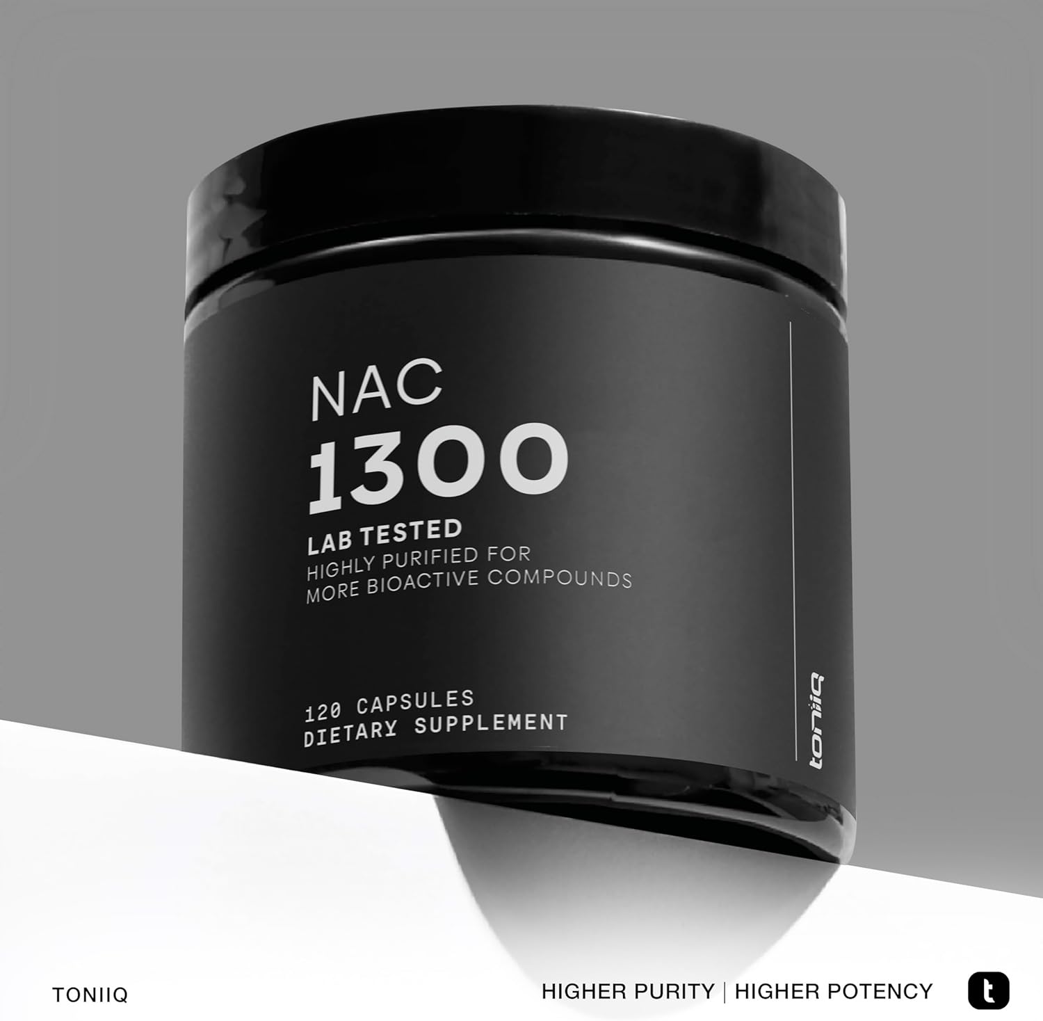 Toniiq 1300mg NAC - 2 Month Supply - Min. 98%+ Tested Purity - Ultra High Strength Bioavailable NAC Cysteine Supplement - 120 Vegetarian N Acetyl Cysteine Capsules -Lab Tested TQ