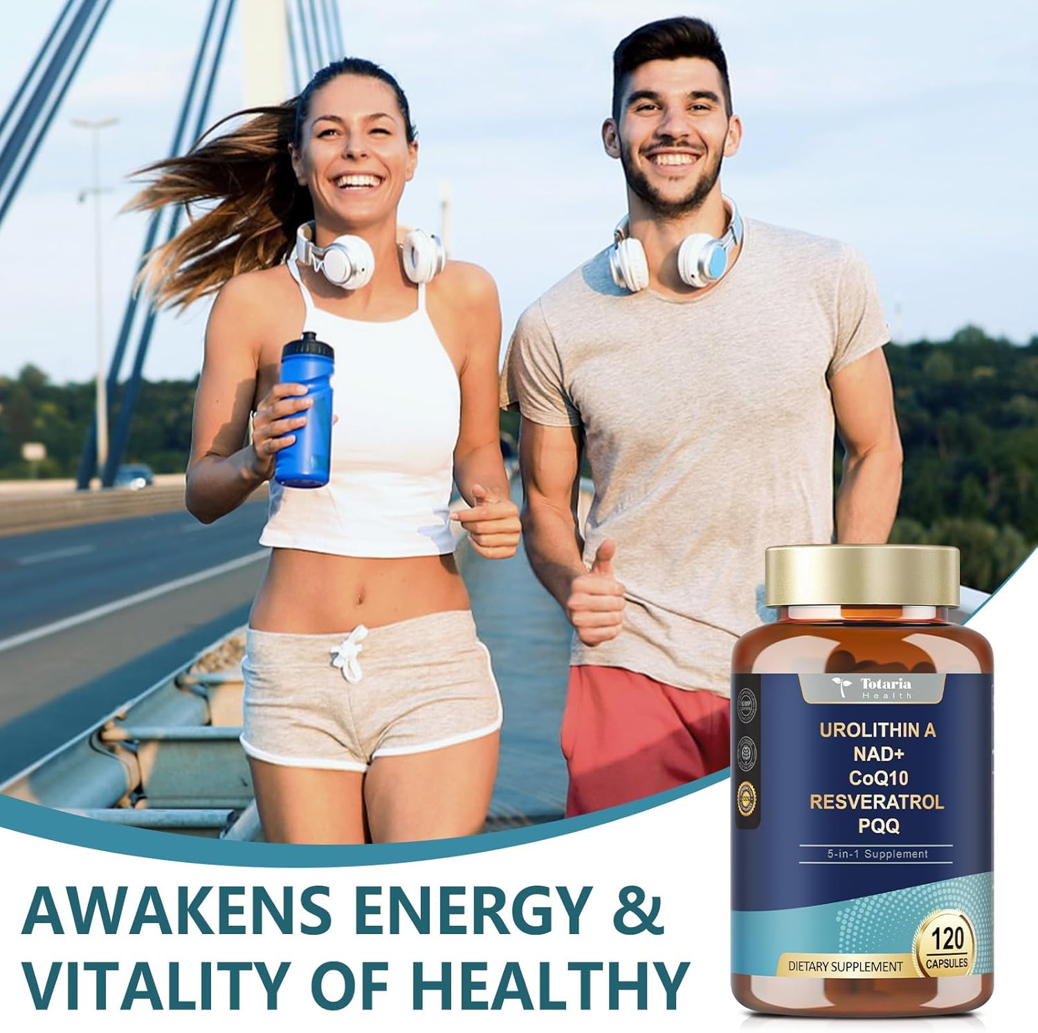 Urolithin A Supplement 1000mg with NAD+,CoQ10,Resveratrol,PQQ Supplement for Men Women 120 Softgels for Muscle Energy Antioxidants High Bioavailability