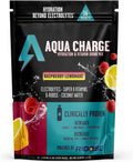 Grab The Gold Aqua Charge Electrolytes Drink Mix | Naturally Flavored Sugar-Free, Hydration Drinks with B Vitamins | Vegan, Gluten-Free, Non-GMO | Raspberry Lemonade - 16 Packs