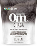 OM MUSHROOM SUPERFOOD Chaga Organic Mushroom Powder, 7.05 Ounce Pouch, 100 Servings, US Grown, Sacred Antioxidants & Immune Support, Superfood Mushroom Supplement