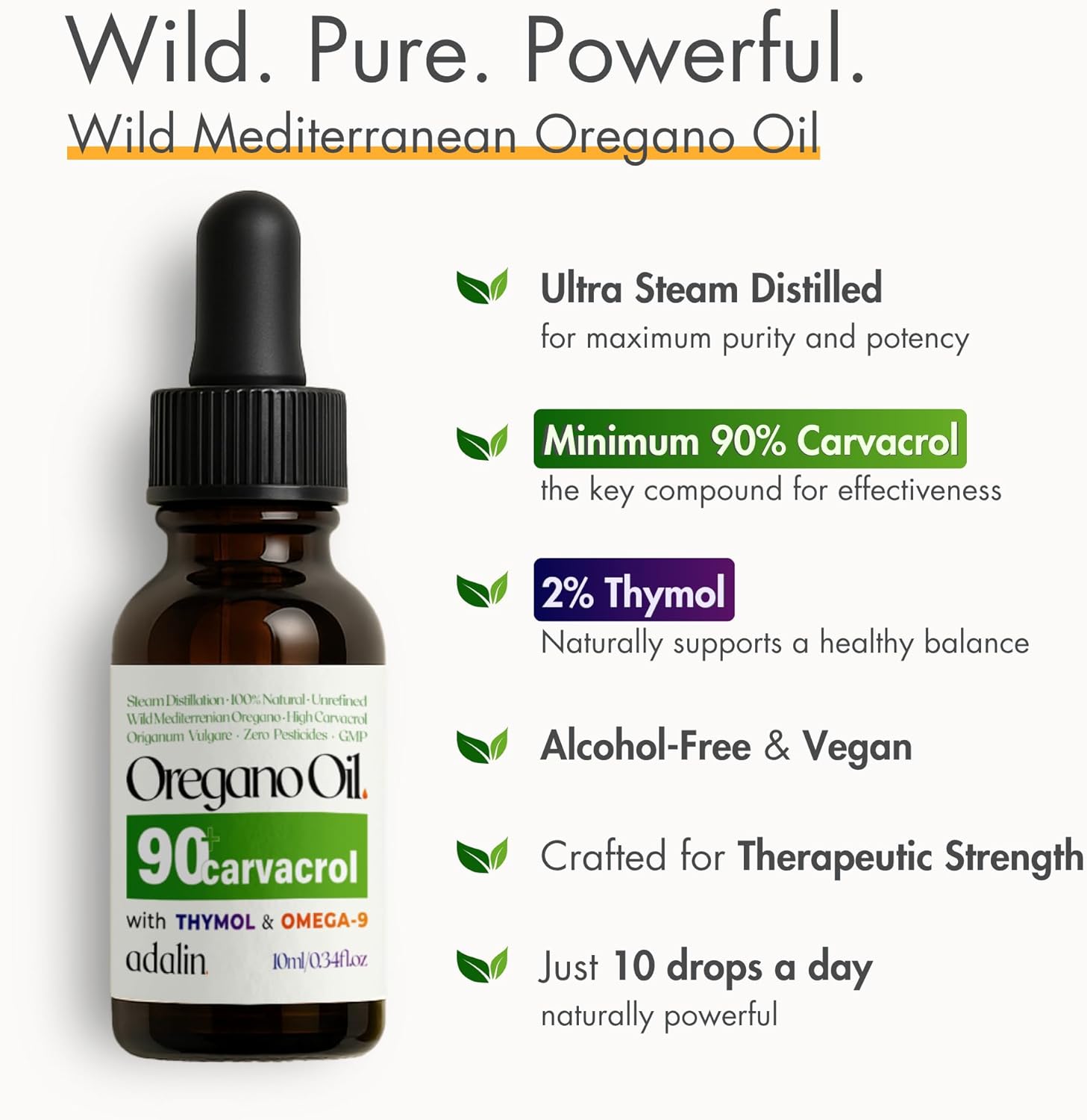 adalin Oil of Oregano with Black Seed Oil | Black Cummin Seed Oil 8.4 fl oz + Oregano Oil 10ml | Nigella Sativa Seed | High Thymoquinone | Cold Pressed | Glass Bottle | Vegan | Gluten Free
