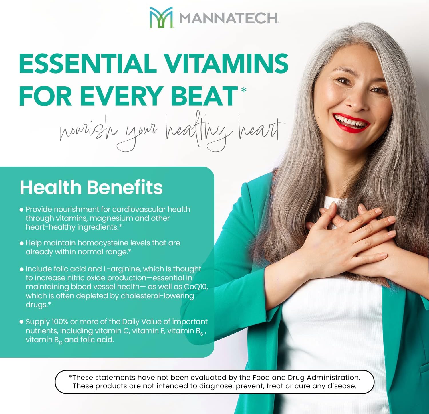 Mannatech CardioBALANCE®, Formulated with Folic Acid, L-Arginine & CoQ10, Vitamin C, Vitamin E, Vitamin B6 & Vitamin B12-90 Capsules.