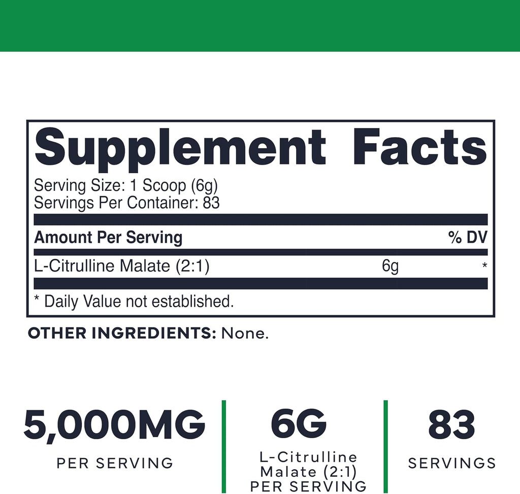 Type Zero Clean L-Citrulline Malate 2:1 Powder Drink Mix (500g, Unflavored) (83 Servings) - Keto Friendly, Gluten Free, Non-GMO