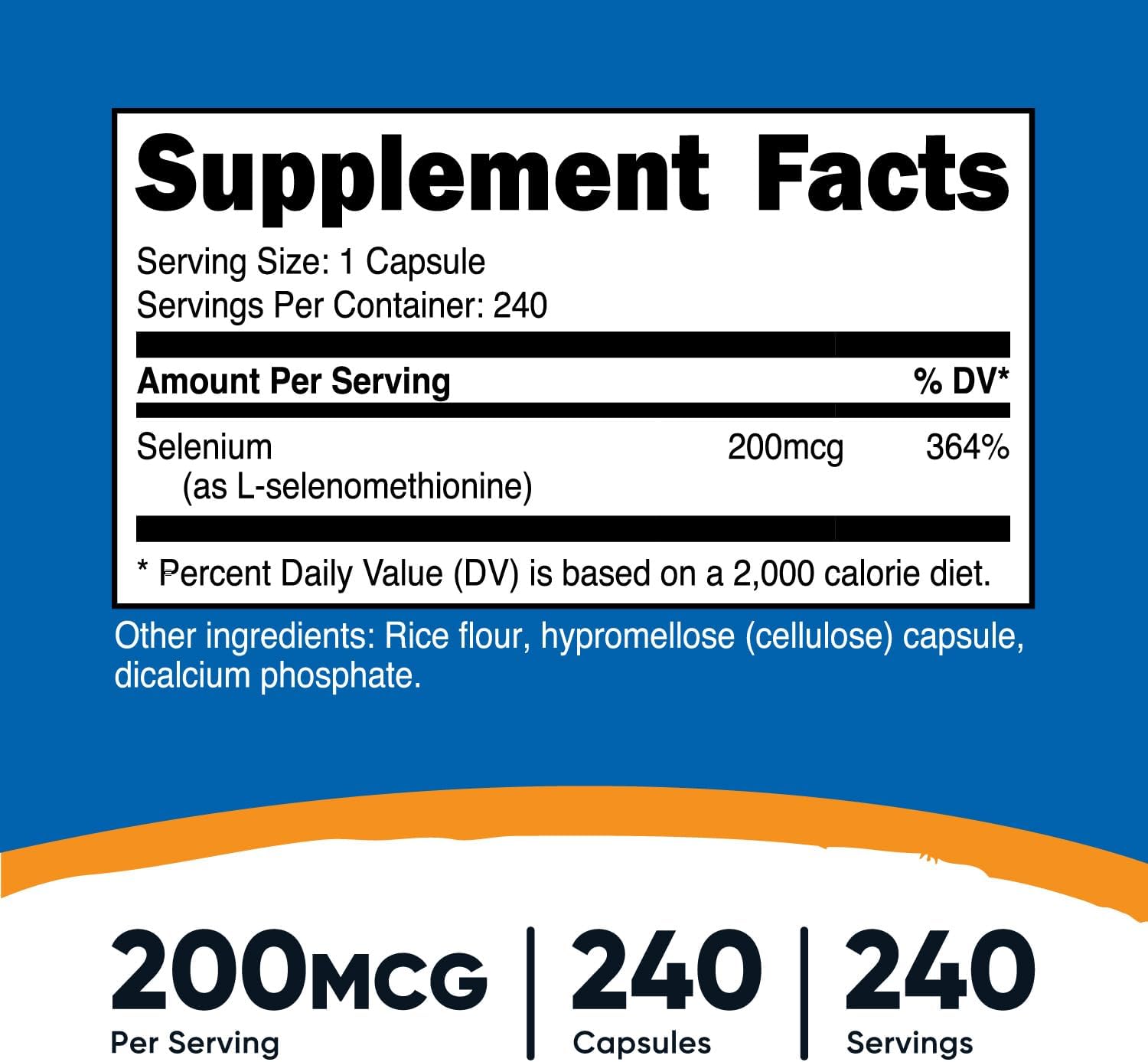 Nutricost Selenium 200mcg, 240 Vegetarian Capsules, Non-GMO, Gluten Free L-Selenomethionine