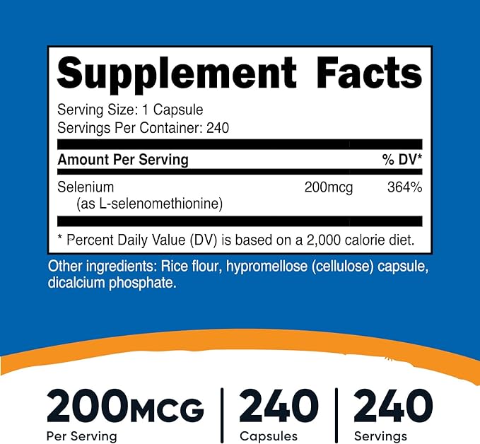 Nutricost Selenium 200mcg, 240 Vegetarian Capsules, Non-GMO, Gluten Free L-Selenomethionine (Pack of 2)