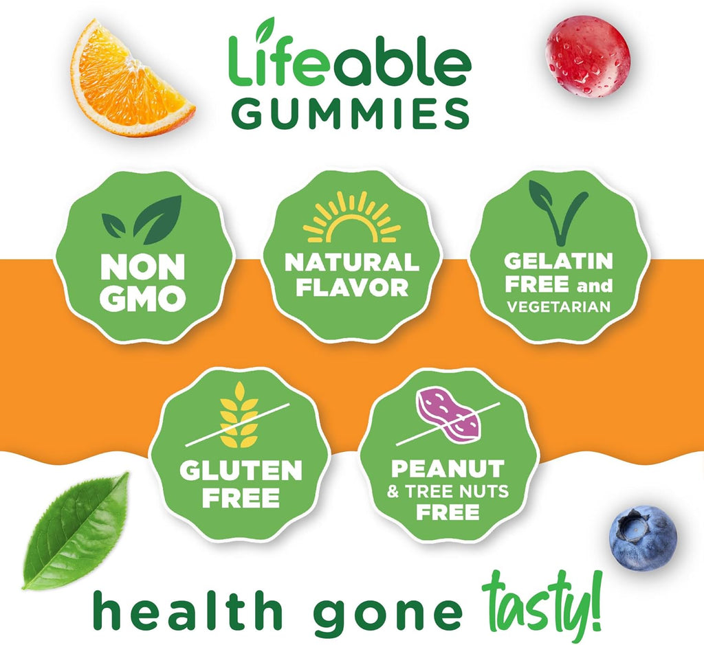 Lifeable Vitamin D3 K2 Gummies for Adults | 1000iu D3 and K2 100mcg | Great Tasting D3 and K2 Supplements | for Bone Health and Immunity | VIT D3 K2 for Adults, Men, and Women | 60 Gummies
