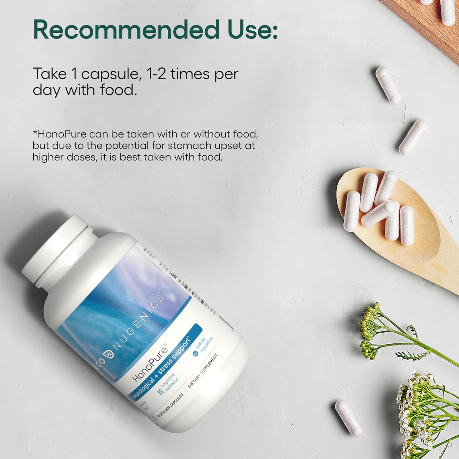 EcoNugenics HonoPure Magnolia Bark Extract – 98% Pure Honokiol Supplement Helps with Brain Function, Sleep Aid, Stress Relief & Overall Mood – Nootropic with GABA & Antioxidant Support – 30 Capsules