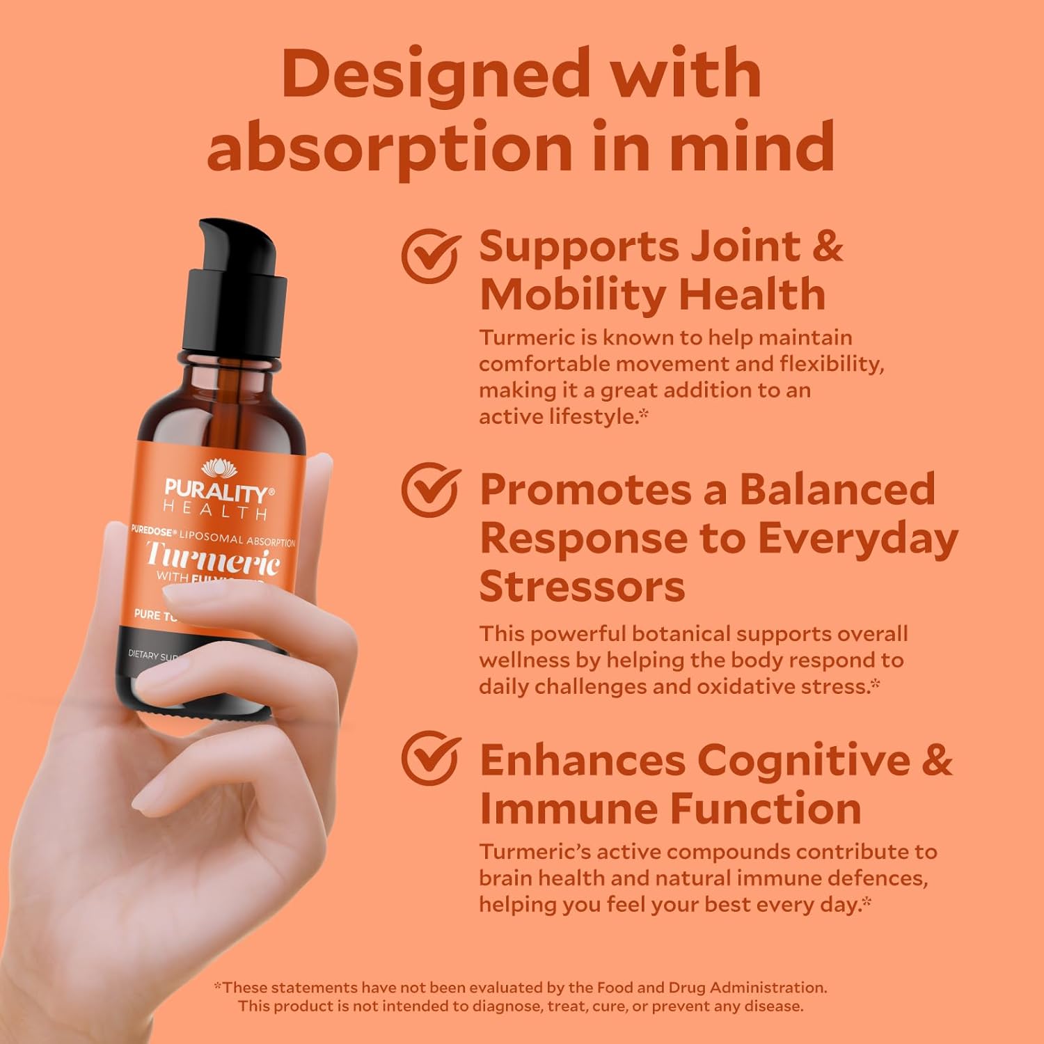 Liquid Turmeric Supplement, Fulvic Acid, Support Joint Health, Liposomal Enhanced Absorption, Vegan, Month Supply