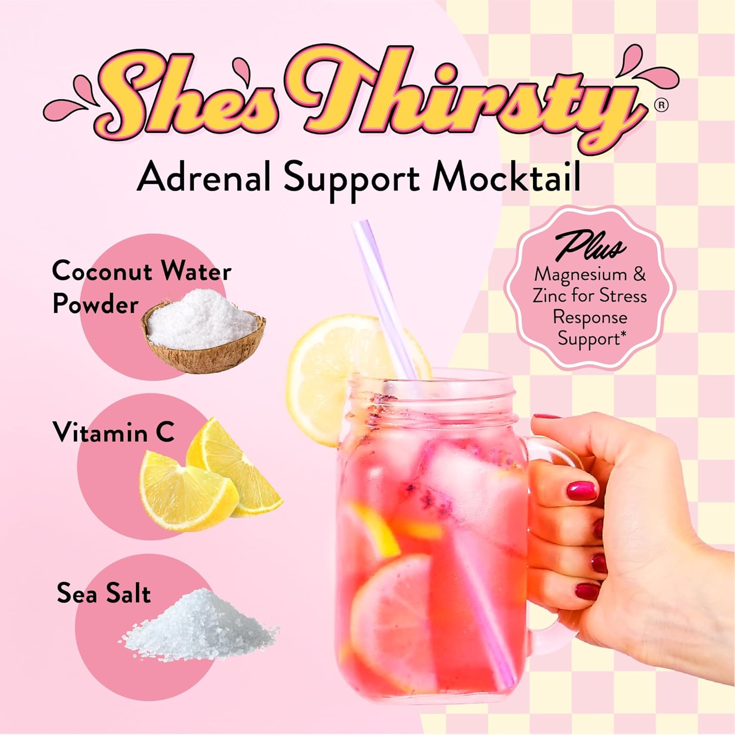 Legendairy Milk She’s Thirsty – Strawberry Lemonade, Hydration Packets | Cortisol Supplement for Stress Relief & Adrenal Support | Coconut Water Electrolytes Powder, No Sugar Added 18 ct