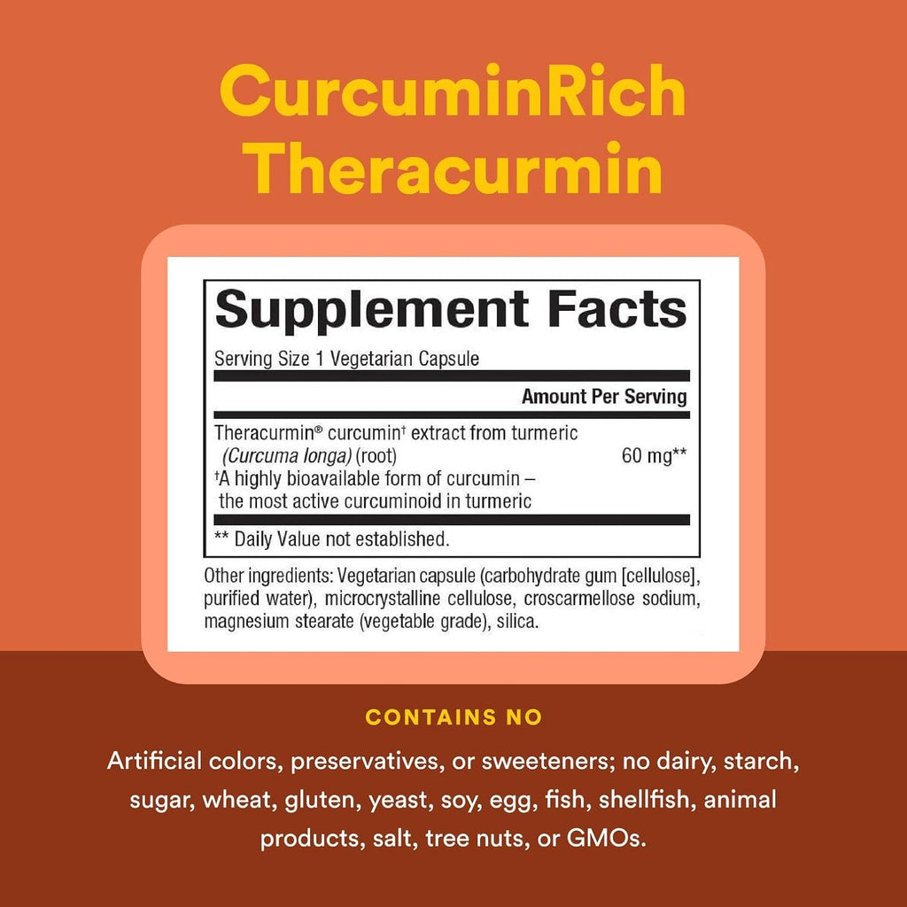 Natural Factors, CurcuminRich Double Strength Theracurmin, 60 mg, Just 1 Capsule Daily, Formulated for Superior Absorption, 30 Count (Pack of 1)
