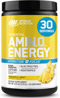 Optimum Nutrition Amino Energy Powder Plus Hydration, with BCAA, Electrolytes, and Caffeine, Pineapple Twist, 30 Servings (Packaging May Vary)