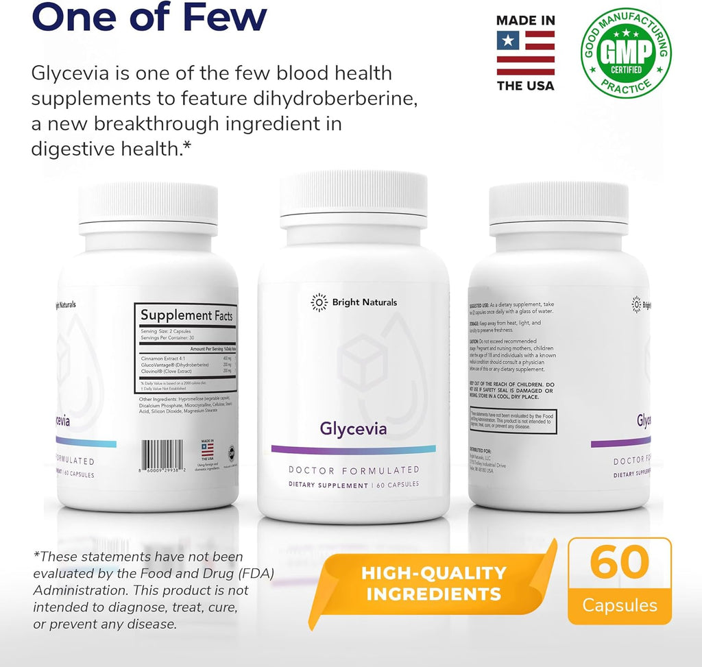 Glycevia - GlucoVantage Dihydroberberine Supplement for Nutrient Regulation and Energy Support - High-Efficacy Balance Supplement, 90 Servings
