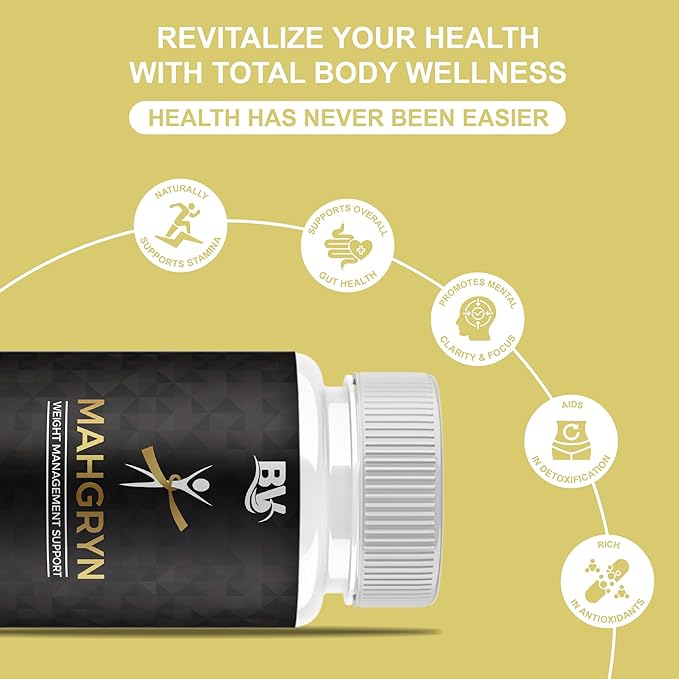 BLUE VIBE Mahgryn Advanced Maximum Strength Overall Health & Wellness Support Supplement, Mahgryn Premium All Natural Daily Health Management Support Formula Supplement (5 Pack - 300 Capsules)