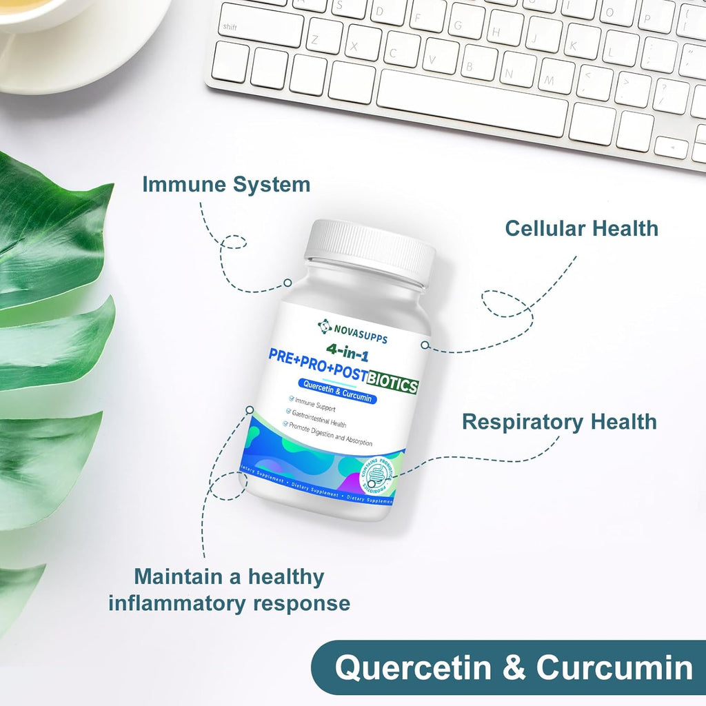 Probiotics Women Men Gut Health: Digestive Health Immune Support Bloating Relief Shelf Stable Strains 35B CFUs per Capsule Complex with Prebiotics Postbiotics Quercetin & Curcumin Dietary Supplement