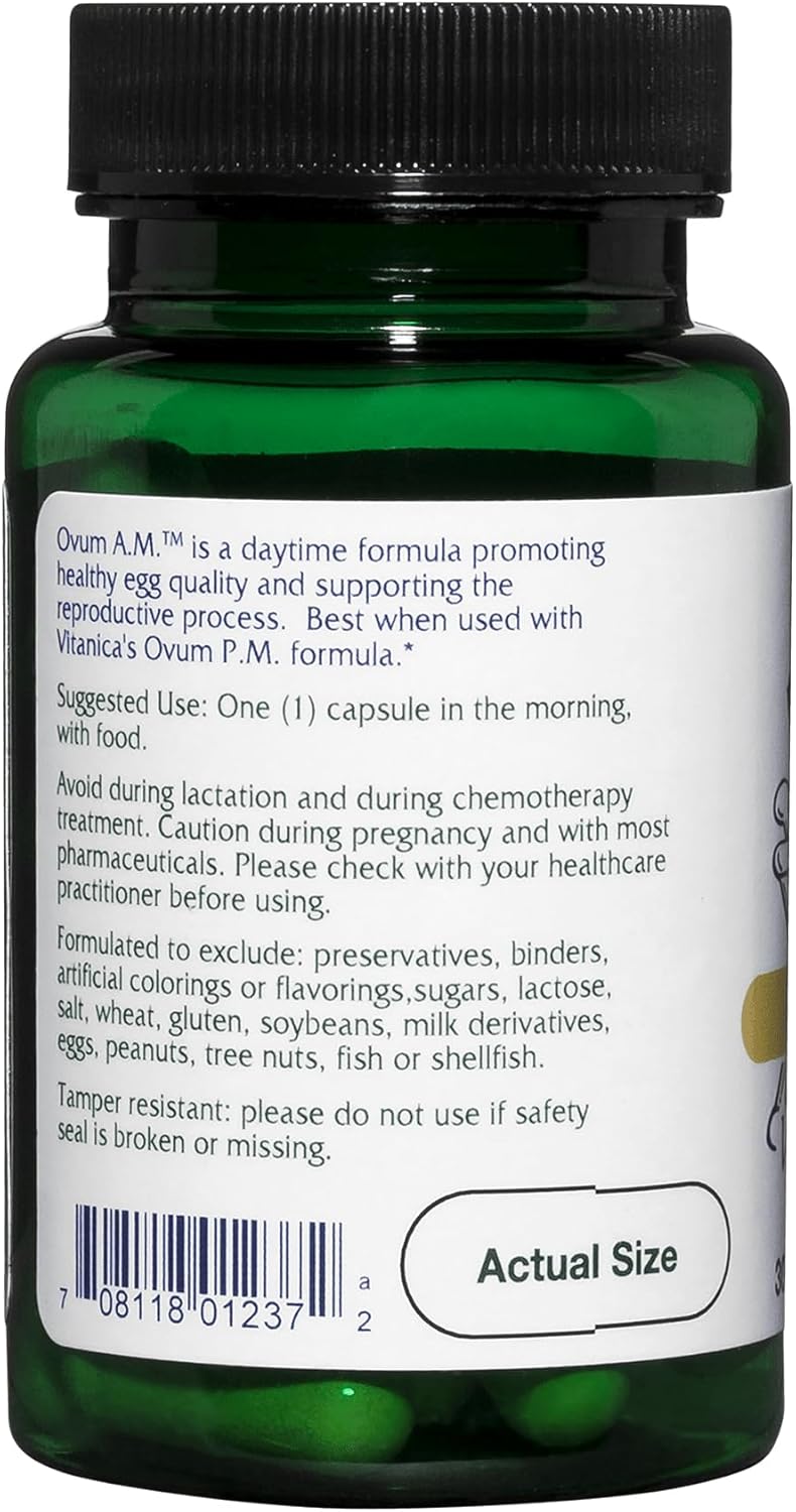 Vitanica Ovum A.M. - Egg Quality Support with Vitamin D3, Alpha Lipoic Acid & CoQ10 - Works Best with Ovum P.M. - Herbal Dietary Supplements - Pro Logo - 30 Vegan Caps