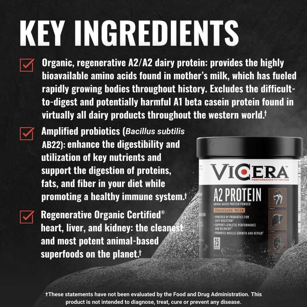 A2 Protein Powder, Chocolate Milk, 25 G Protein per Serving, Organic A2/A2 Whey Casein Blend with Probiotics and Celtic Sea Salt, Gluten Free Workout Supplement, Non GMO, 20 Servings, 27.4 Oz
