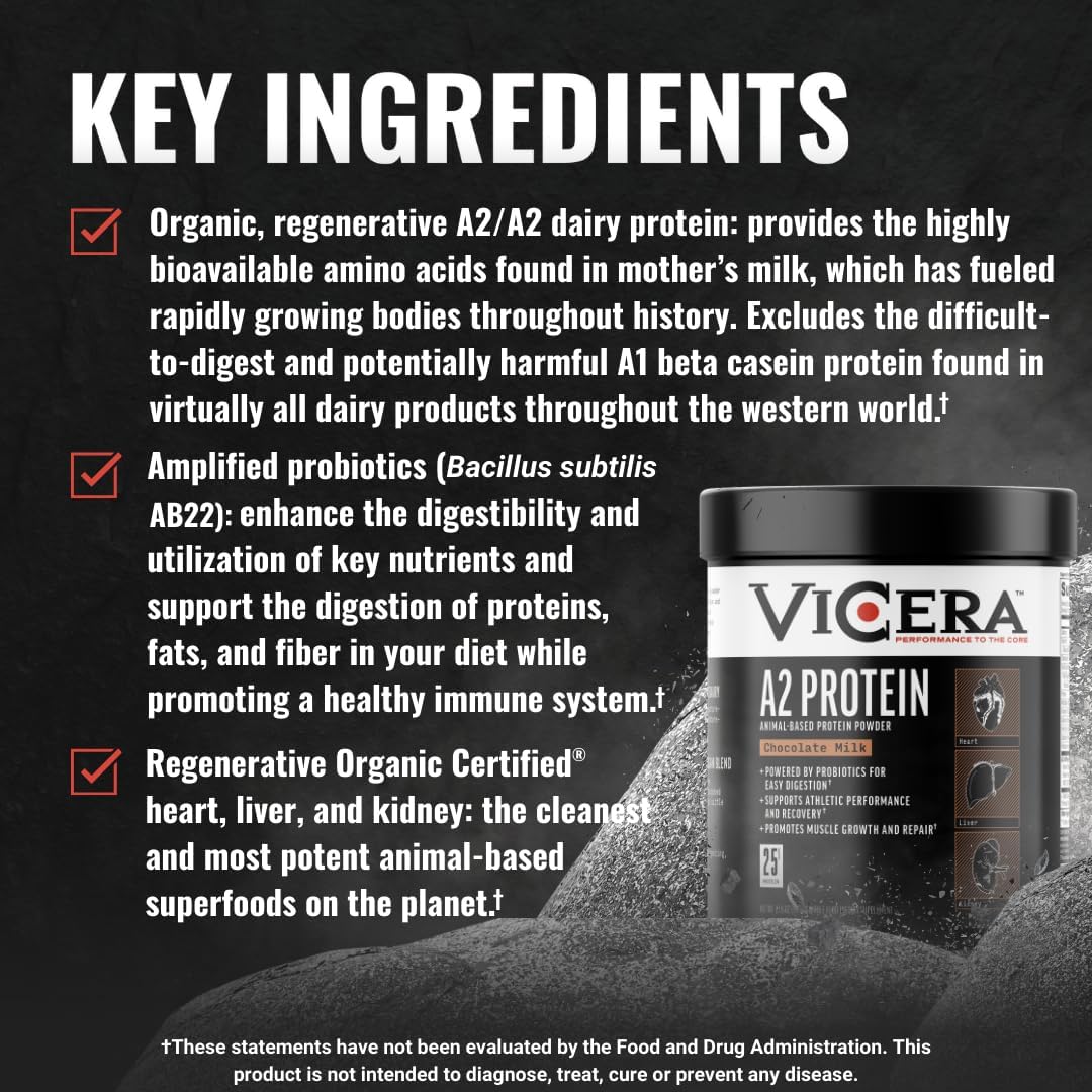 A2 Protein Powder, Chocolate Milk, 25 G Protein per Serving, Organic A2/A2 Whey Casein Blend with Probiotics and Celtic Sea Salt, Gluten Free Workout Supplement, Non GMO, 20 Servings, 27.4 Oz