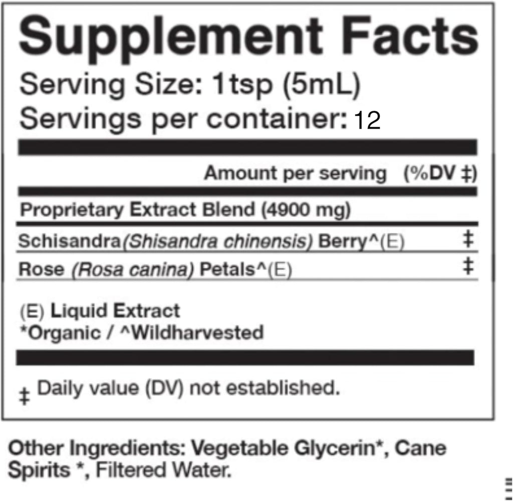 Anima Mundi Apothecary Schisandra Rose Elixir - Liquid Schisandra Berry Adaptogen Supplement with Wildcrafted Rose Petals for Liver and Kidney Support - Anima Mundi Beauty Supplements (2oz / 59ml)