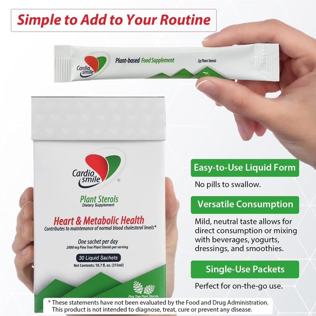 2000mg Plant Sterols Supports Healthy Cholesterol Levels with 1400mg beta-Sitosterol for Heart & Metabolic Health Support, 30 Day Supply in Single Use Liquid Packets