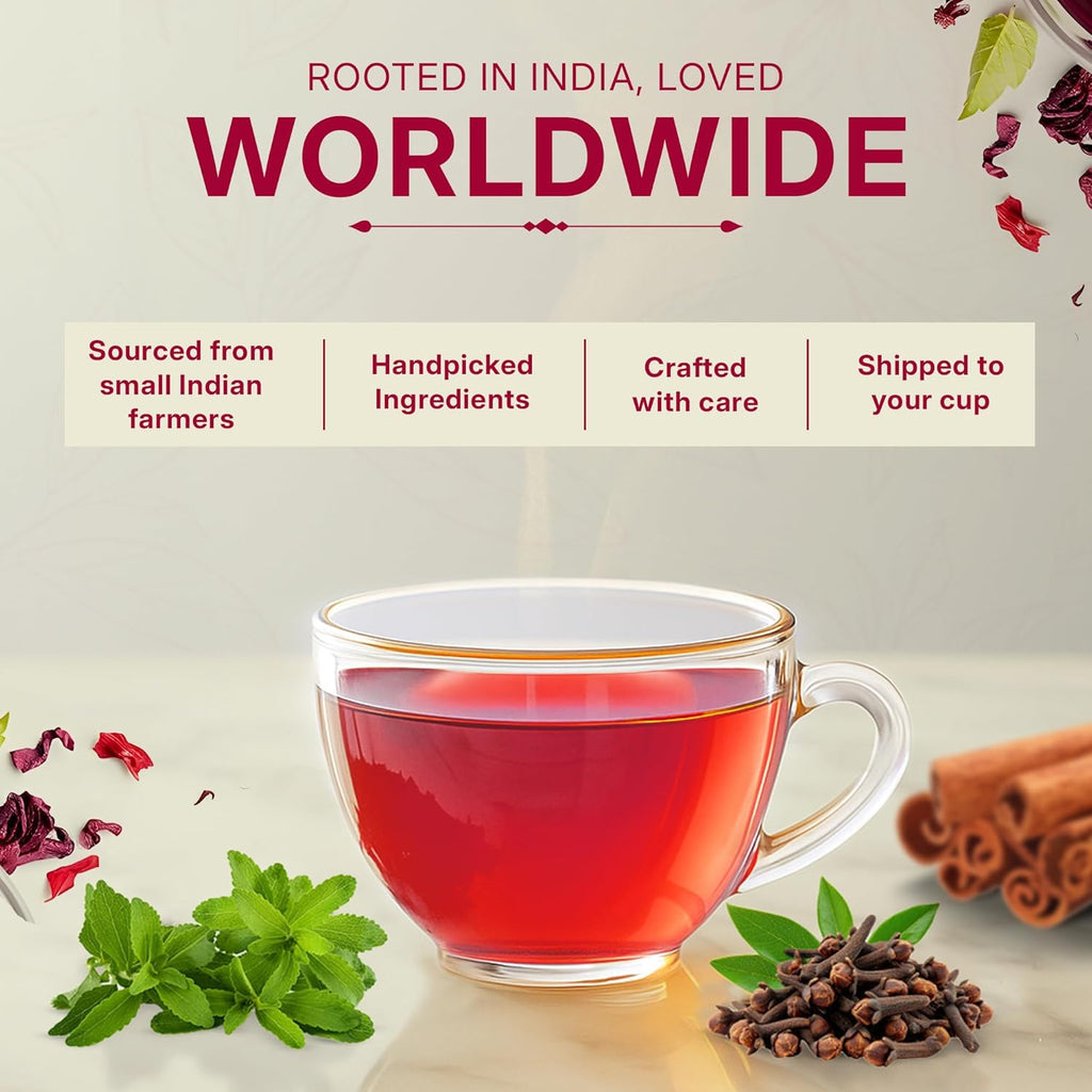 Tealeaf & Co. Sweet Hibiscus Cinnamon Green Tea with Hibiscus, Cinnamon, Stevia & Clove - Green Tea Bags with Fresh Herbs and Spices (Low Caffeine) - 100 Teabags