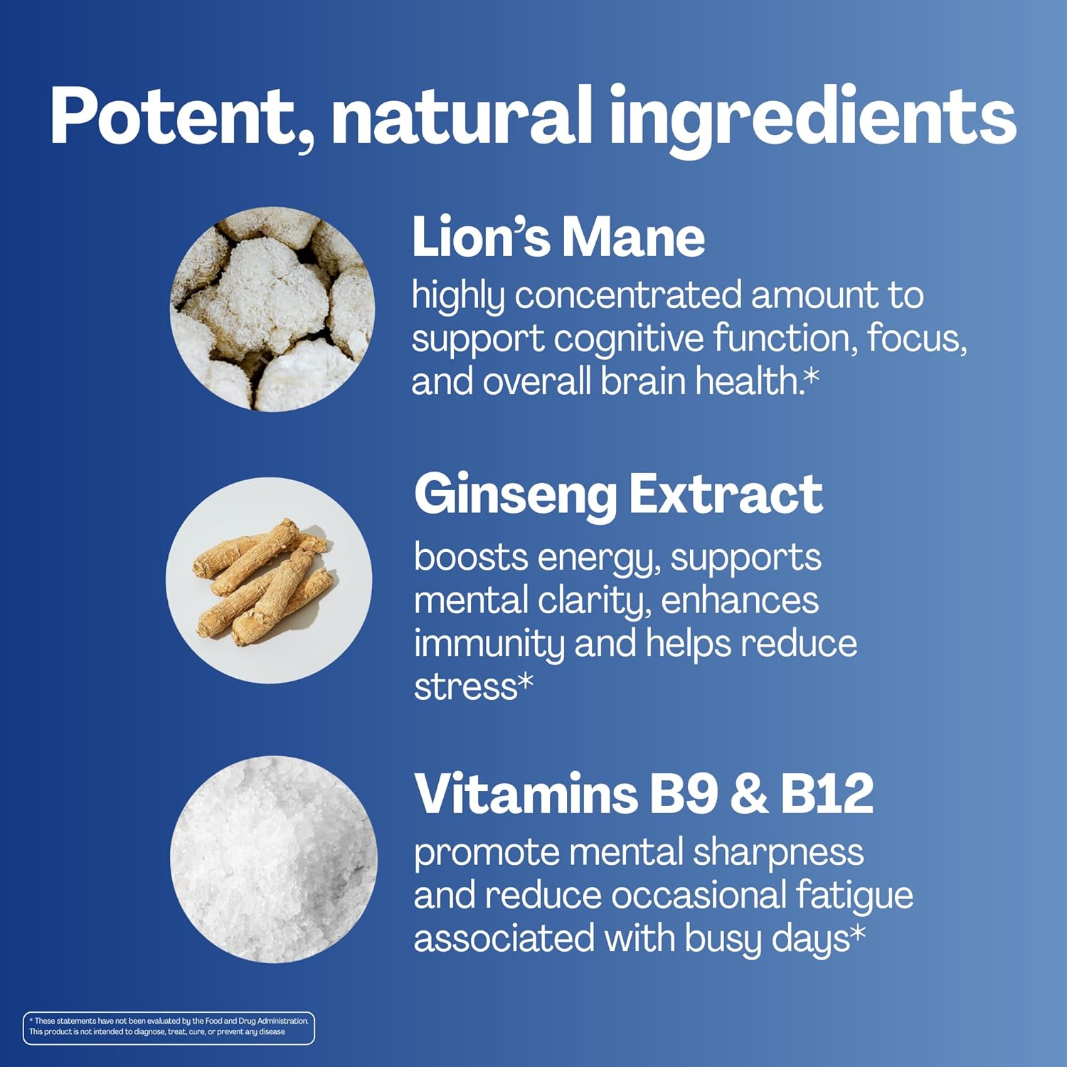 URVI® Focus Gummies – Lion's Mane Mushroom, Ginseng, Folate (Quatrefolic®), Vitamin B12 & Iodine – Nootropic Brain Supplement Boosts Memory, Focus & Energy – Sugar-Free – Cola Flavor – 60 Gummies