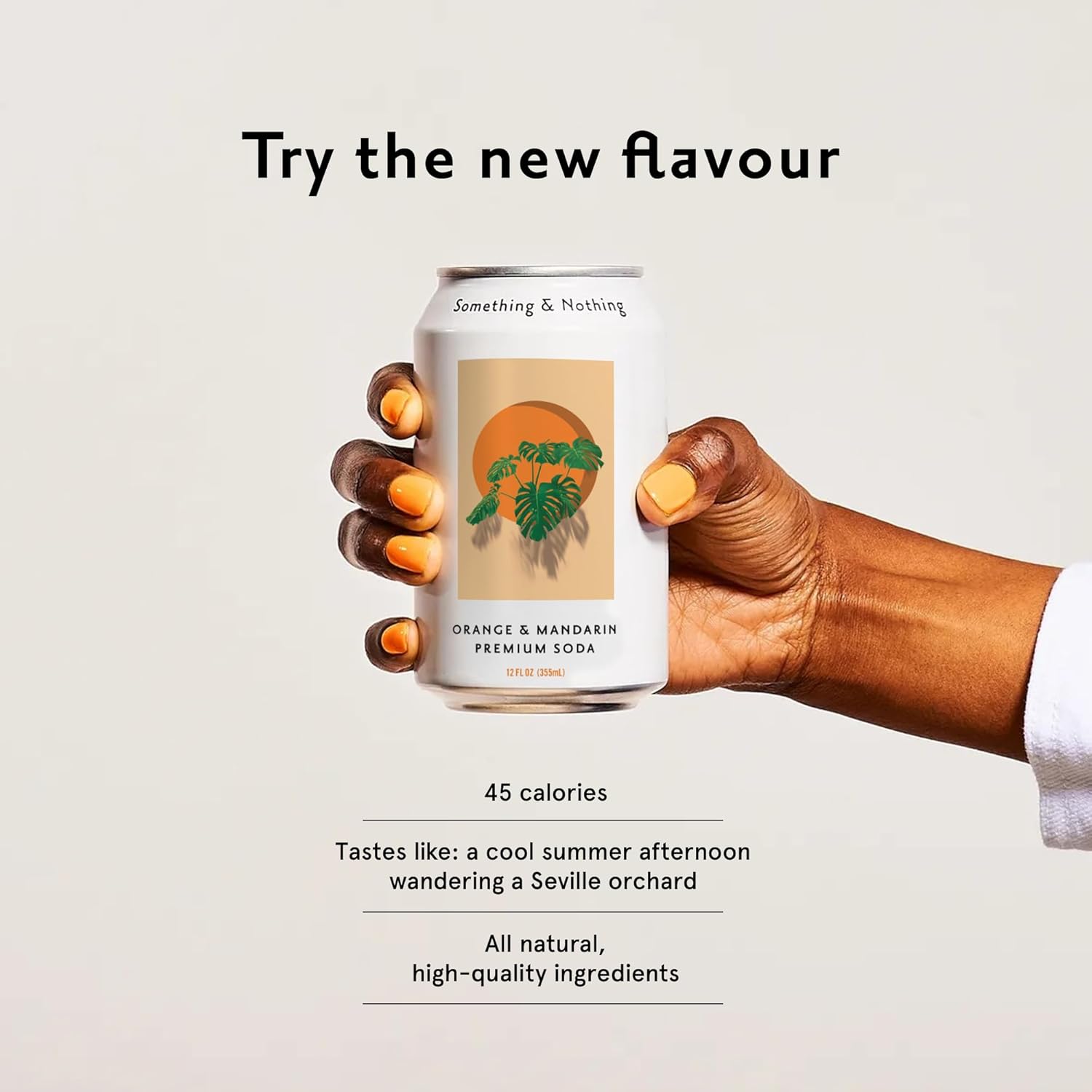Something & Nothing Orange & Mandarin Flavored Sparkling Water | Lightly Carbonated & Full of Flavor with Added Grape & Lemon Juice | Vegan & Low Calorie Premium Soda | 12 Fl Oz Cans (Pack of 12)