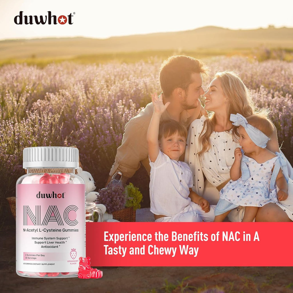 NAC Gummies 600mg, N Acetyl Cysteine Supplement NAC Chewable for Antioxidants & Immune Support, Lung & Liver Health, Natural Strawberry Flavor, 120ct