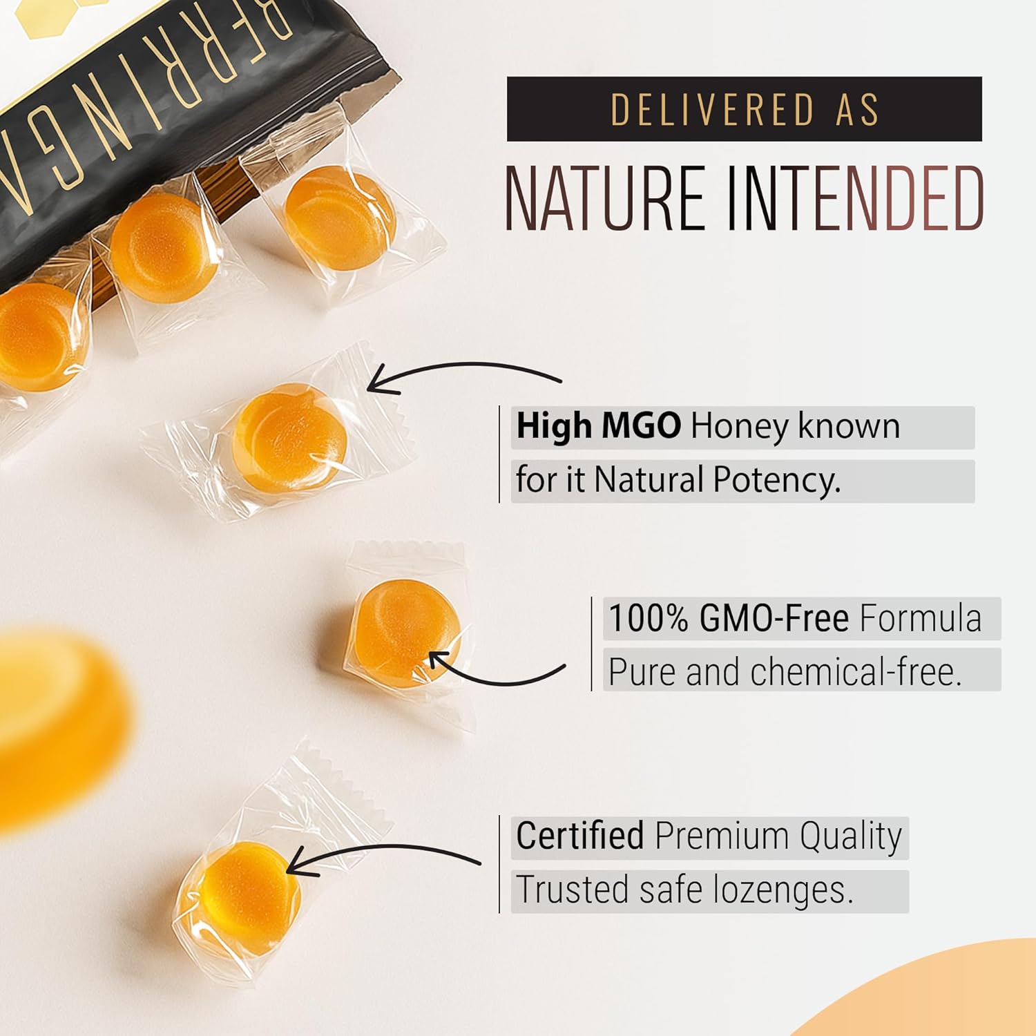 Berringa Australian Manuka Honey Lozenges, Lemon & Menthol, MGO 900+, 5.3 oz, 30 Count