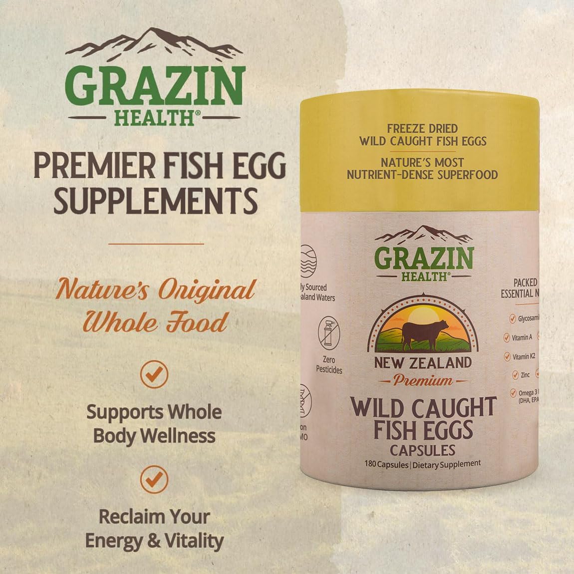 Fish Eggs Capsules 3000 Mg per Serving (30 Servings)