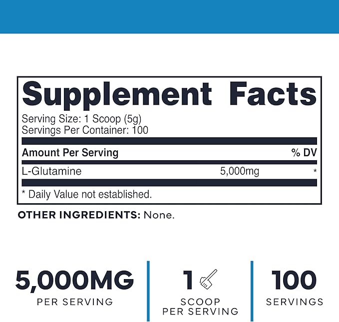 Type Zero L-Glutamine Powder (500G) 3-Month Supply Pure L-Glutamine Supplement - Vegan, Gluten Free, No Fillers