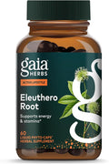 Gaia Herbs Eleuthero Root - Energy, Stamina & Mental Endurance Support* - Eleuthero Root (Siberian Ginseng) Adaptogen Herbal Supplement - 60 Vegan Liquid Phyto-Capsules (60 Servings)