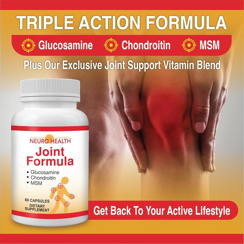 Joint Formula with Glucosamine, Chondroitin and MSM, 60 Capsules (1 Bottle) Turmeric/Joint Support Supplement for Bones, Back, Knees, Hands/Used for Cartilage & Joint Support