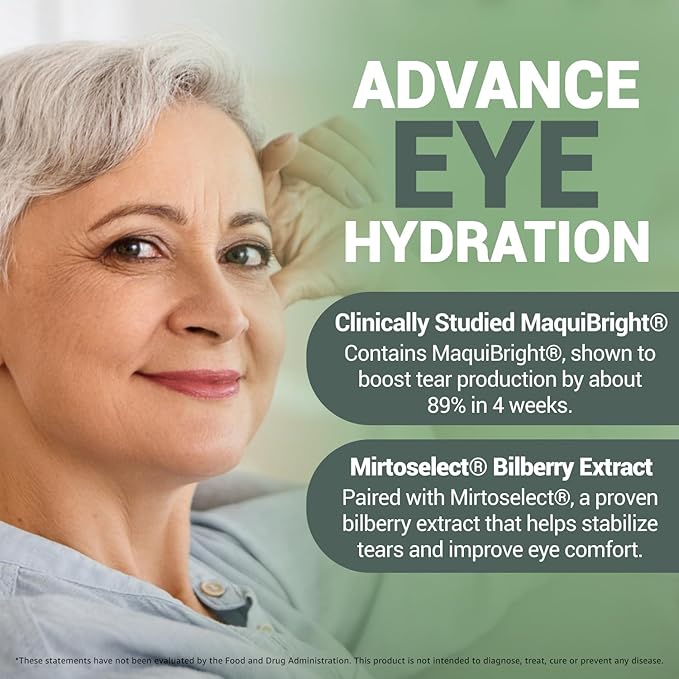 Dry Eye Relief Supplements for Adults with Pure Bilberry Extract Toptear Ultimate Eye Vitamins for Eyesight, Dryness Relief, Strain, Optical Nerve & Vision Care Support, Vegan Capsules (30 Days) PALS