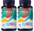Omega 3 Gummies for Adults with Flaxseed Oil (Omega 3, 6, 9) – Heart Health, Brain Function, Joint & Eye Support for Women & Men | Vegan, Non GMO, Gluten Free Gummy Vitamins | Orange Flavor- 80ct