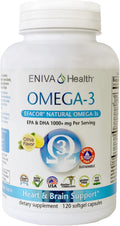 Eniva Health Omega-3 Fish Oil | 1120 MG | High EPA/DHA Premium Fish Oil Daily Supplement for Heart, Brain & Immune Support for Adults, Men & Women - 120 Capsules