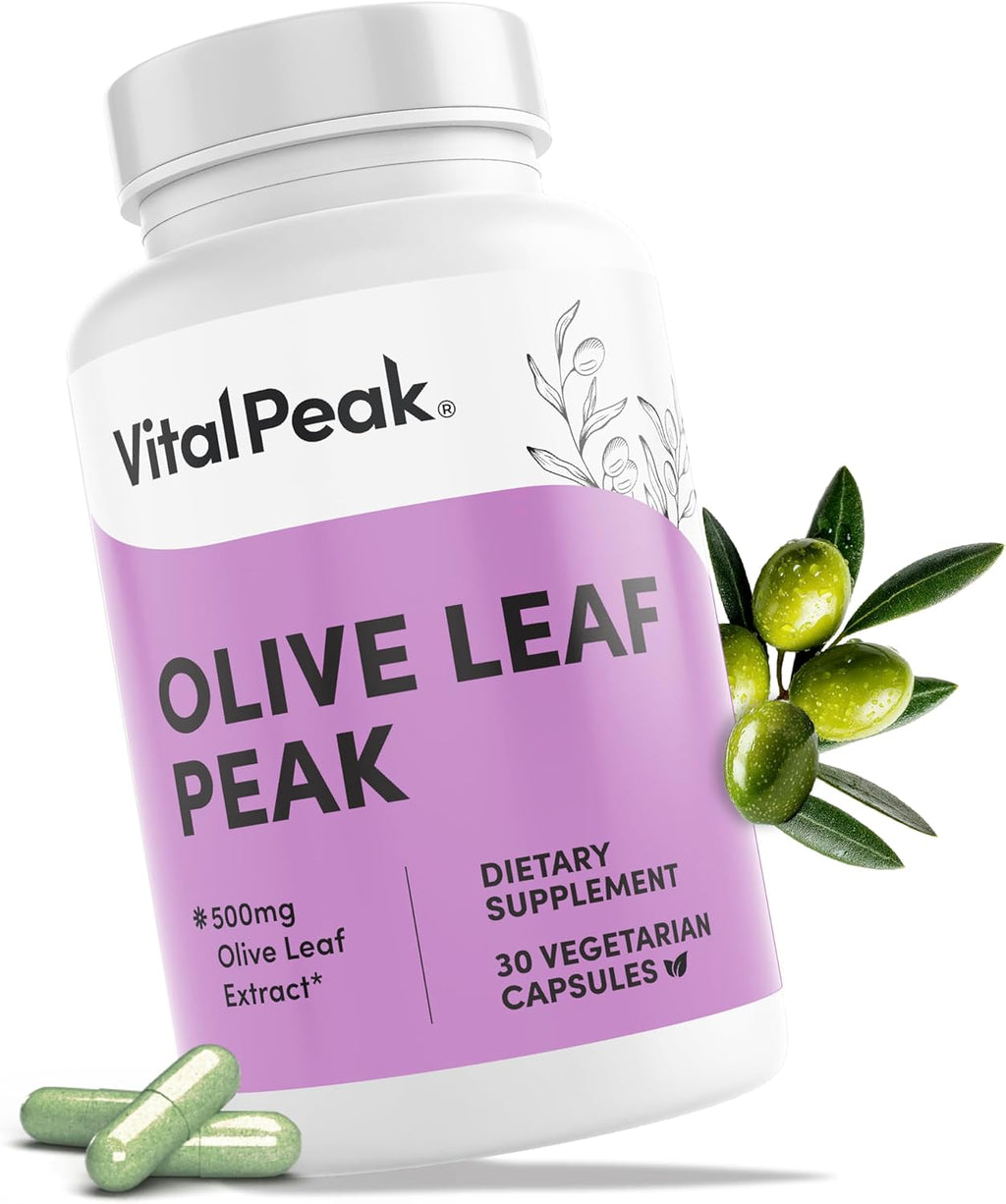 Olive Leaf Peak 500 mg - Immune System Support, Cardiovascular Health Support & Joint Comfort Support - Olive Leaf Extract Capsules - Natural Supplement - Vegan, Non-GMO, Dairy Free - 30 Capsules