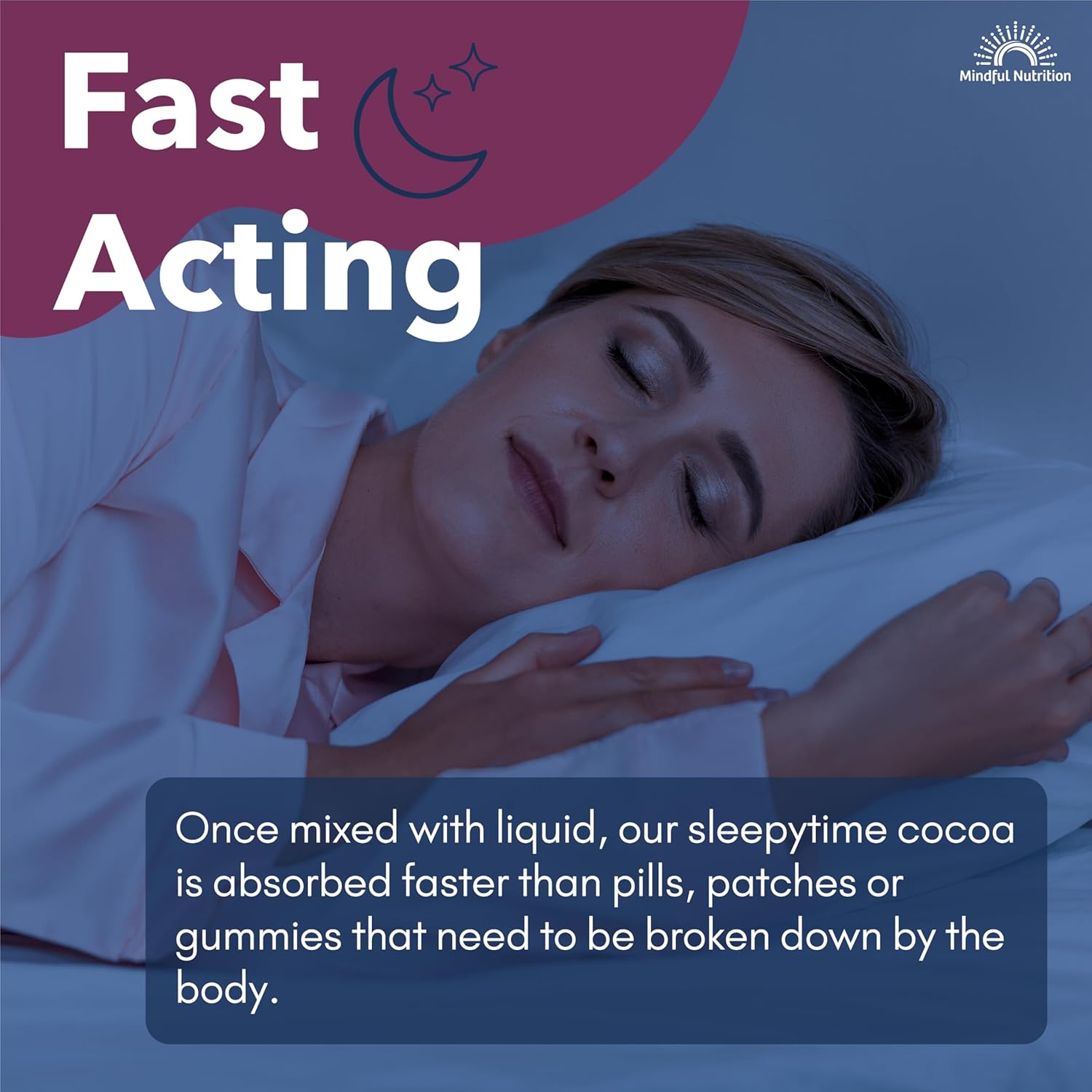 Mindful Evening Peppermint Cocoa Mix Natural Sleep Aid, Melatonin 3mg, L-Theanine, GABA Supplements, Natural Calm Sleep Support Stress Relief Calm Sleepy Cocoa Nighttime Peppermint Hot Chocolate