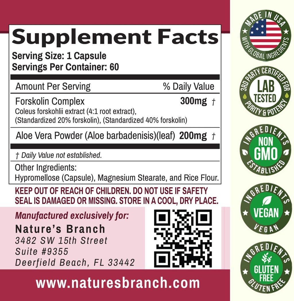 Ultra Pure Forskolin for Weight Management Maximum Strength | Coleus Forskohlii Root Extract Powder, 40% Standardized Lean Supplement for Men & Women | Premium Extreme Boost Complex - 60 Capsules