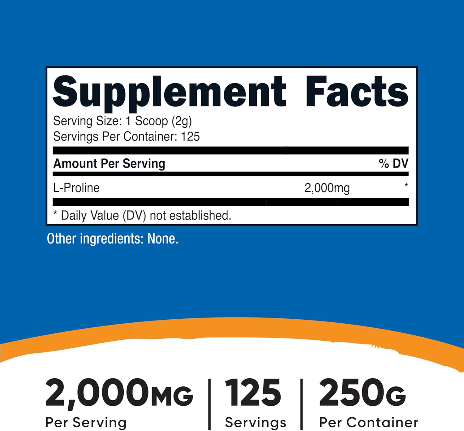Nutricost L-Proline Powder 250 Grams - 2,000mg Per Serving, Non-GMO