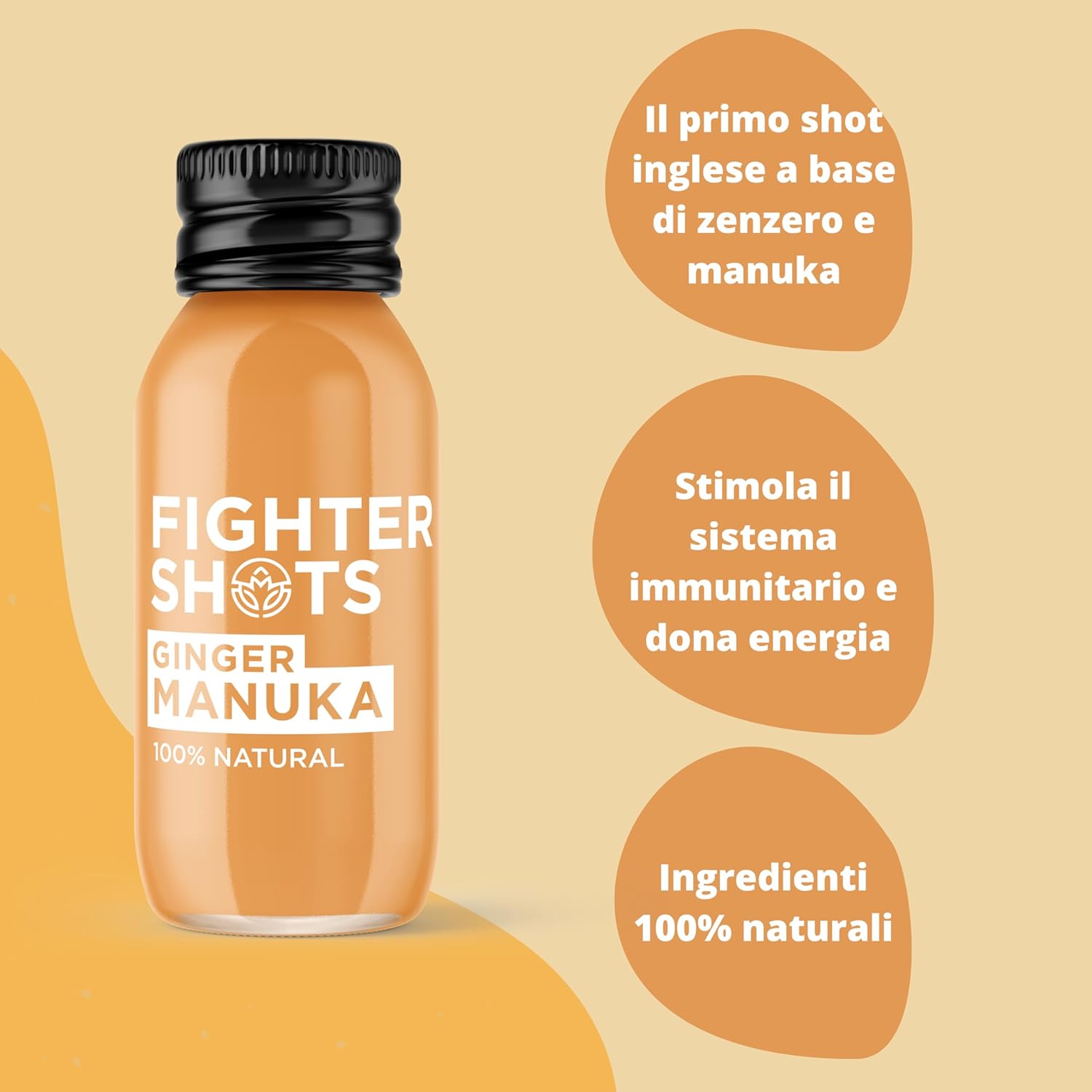 Ginger Manuka Honey (12x60ml) | Award Winning Fresh & Fiery Ginger Shots | Cold Pressed Ginger Root for Immune Support | Boosts Energy | 100% Natural | No Nasties | A Perfect Pick Me Up