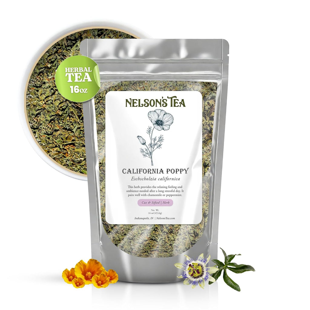 Nelson's Tea - California Poppy - Cut & Sifted - Loose Leaf - Herbal Tea - For Calm and Relaxation - 16oz