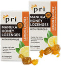 P.R.I Manuka Honey Lozenges with Propolis, Soothing Cough and Throat Drops, MGO 300+ Certified, (Lemon, 16 Count/2 Pack)